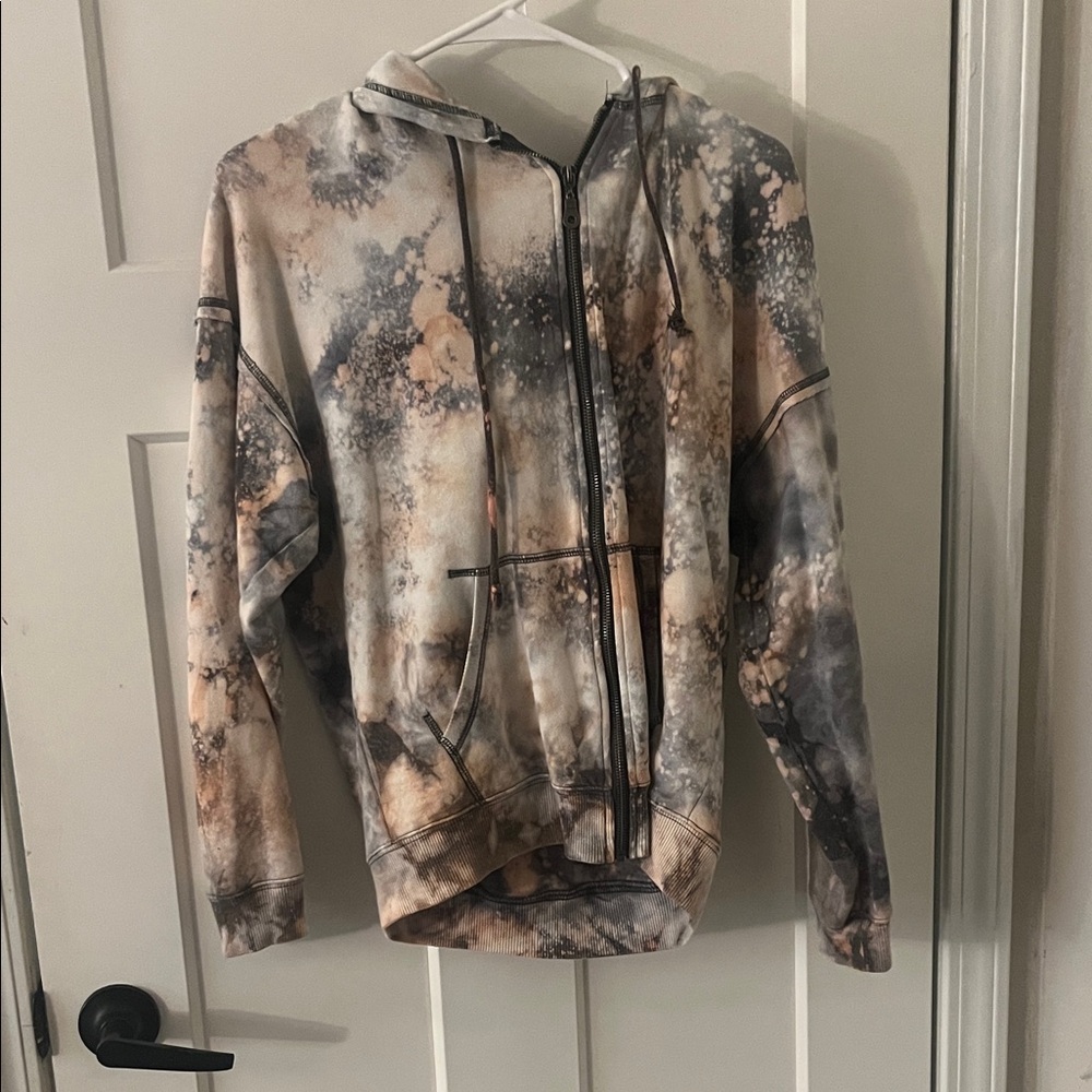 Aeropostale Tie-Dye Zip Hoodie in Beige, Gray, Black